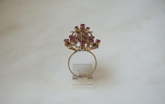 Ruby Princess Cathedral Ring / Mid Century Estate… - image 3