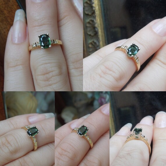 Vintage Estate C1970 14K Gold 0.82TCW Oval Green … - image 5