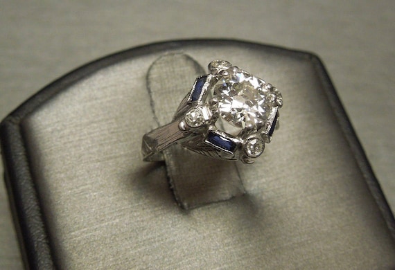 Vintage Engagement Wedding Art Deco Ring 2.7 Ct Diamond White Gold Finish Size 7