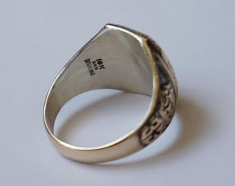 旧枠SR 1933 GULFPORT Class Ring / Men's Antique Estate C1930 10K