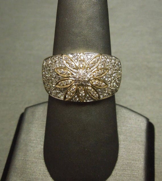 Vintage Estate C1980 14K Gold 1TCW Floral Pave Rou