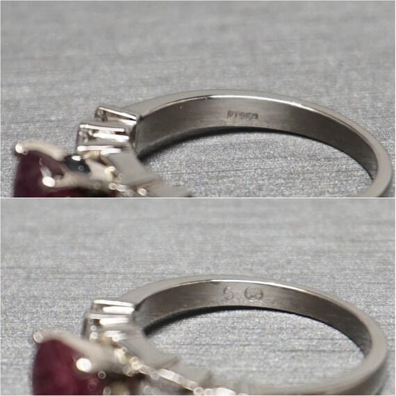 Platinum Ruby Engagement Ring / Estate Platinum 1… - image 9