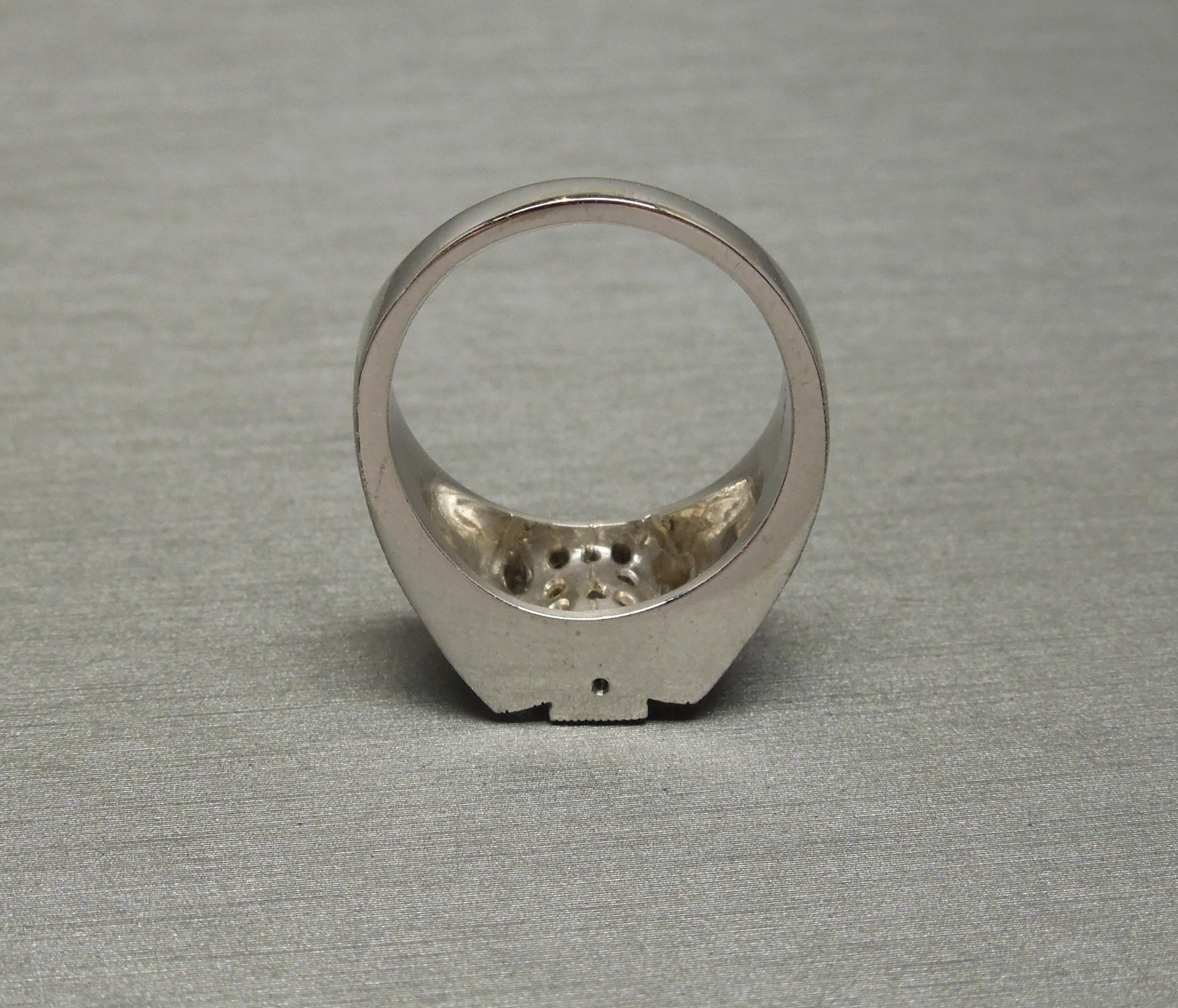 Men's Vintage Estate C1960 14K White Satin Gold Three-stone