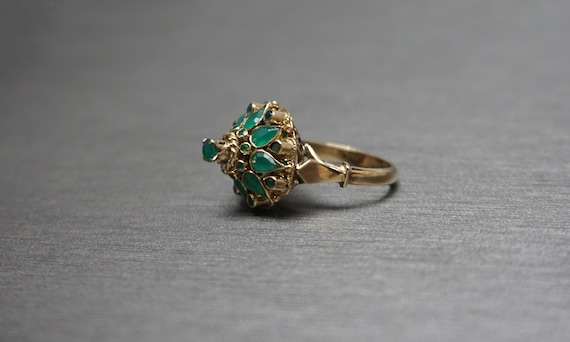 Mid Century Estate C1960 10K Gold Green Crysobery… - image 3