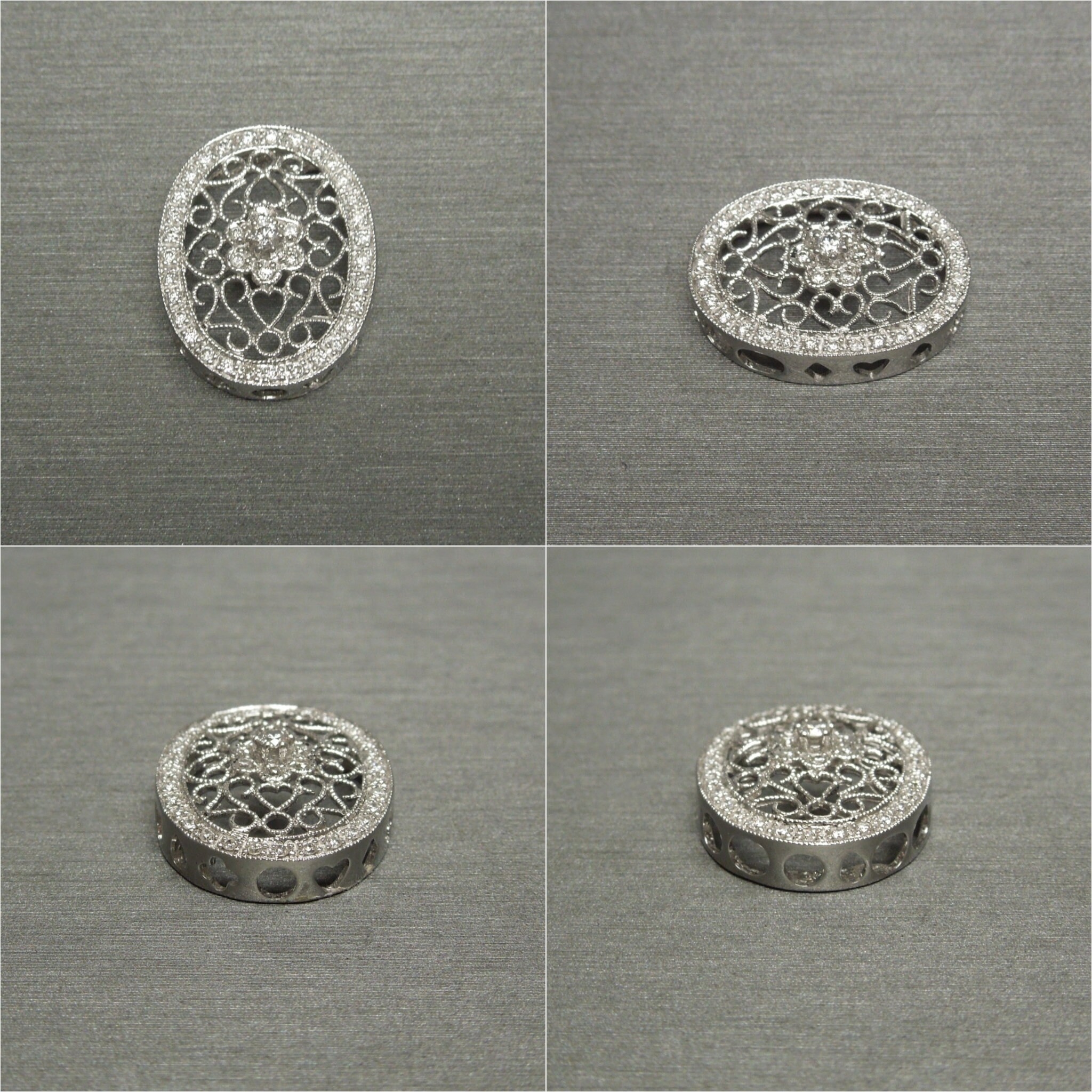 Vintage Estate 14K White Gold 0.35TCW Brilliant Diamond Oval