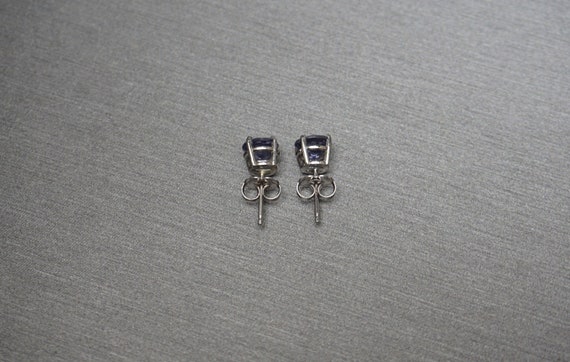 Iolite Stud Earrings / Vintage Estate 14K White G… - image 3