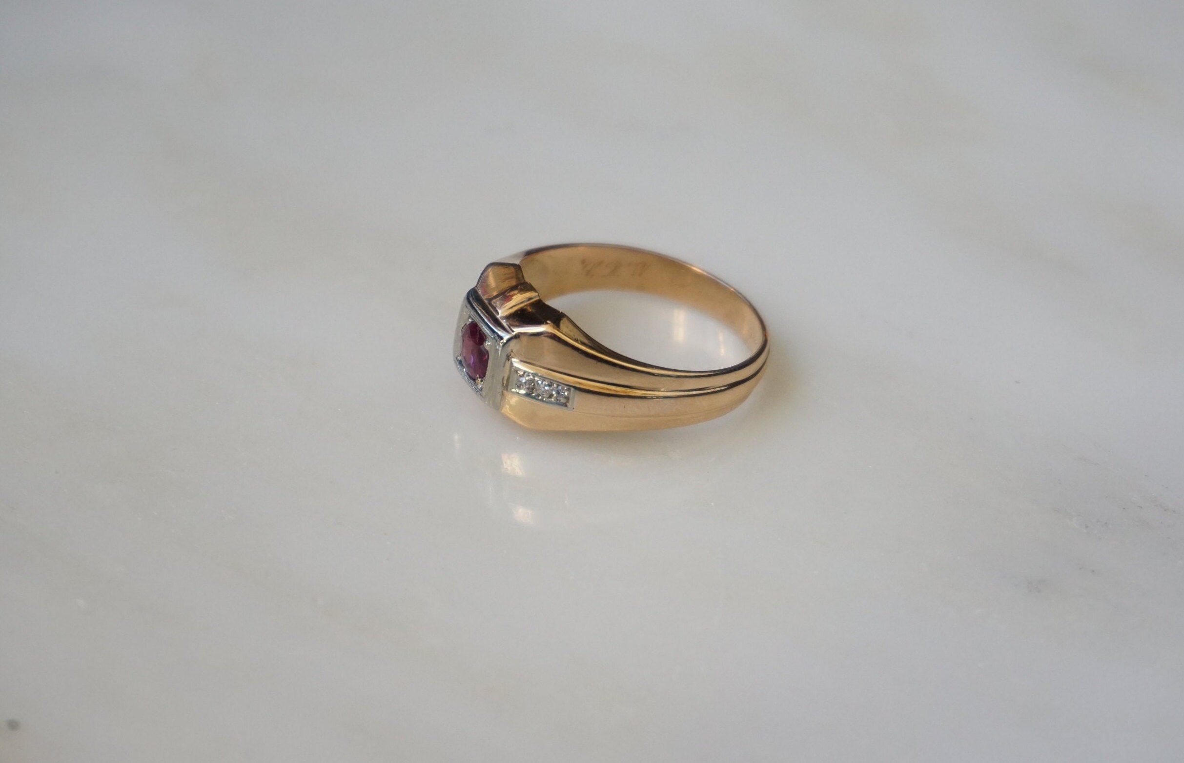 Men's Art Deco Ruby Ring / Antique True Art Deco Estate