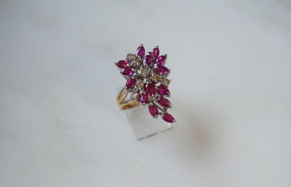 Mid-Century Ruby Waterfall Ring / Vintage Estate … - image 1