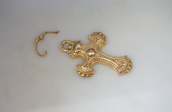 Italian Gold Cross / Vintage Italian Estate 14K G… - image 3