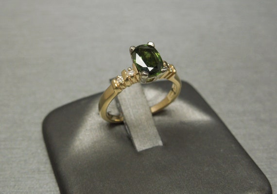 Vintage Estate C1970 14K Gold 0.82TCW Oval Green … - image 4