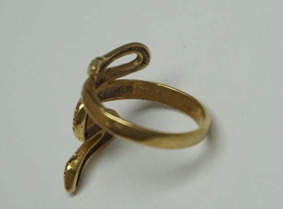 Vintage Snake Ring / Vintage Estate 1980s Gold Ve… - image 9