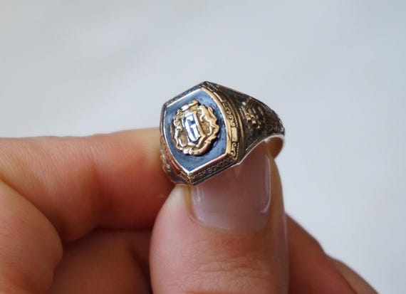 旧枠SR 1933 GULFPORT Class Ring / Men's Antique Estate C1930 10K