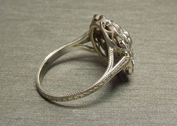 Antique Estate C1930 Platinum 1.00TCW Bezel Cushi… - image 3