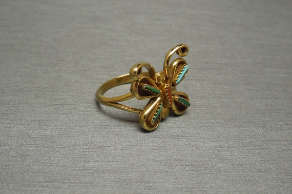 Vintage Estate C1970 925 Gold Vermeil Turquoise &… - image 5