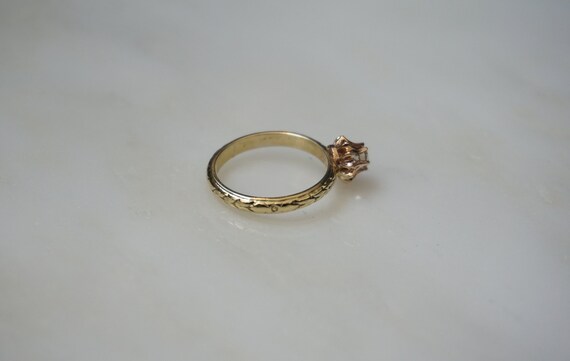 14K Diamond Buttercup Ring / Vintage Estate C1950… - image 4