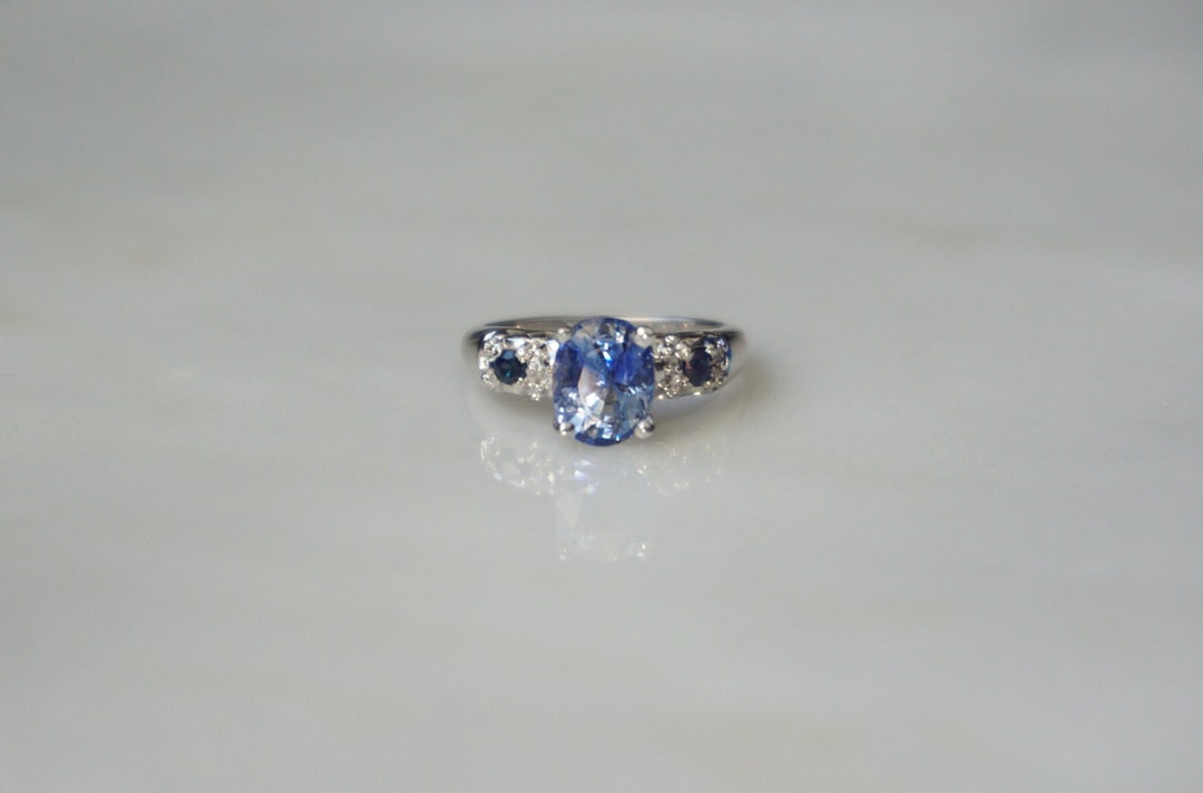 Ceylon Sapphire Engagement Ring Mid Century Estate C1960 14K