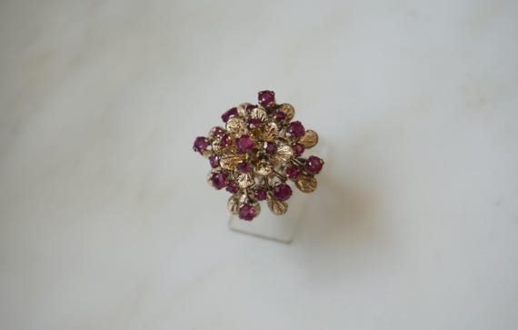 Ruby Princess Cathedral Ring / Mid Century Estate… - image 1