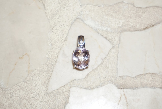 Kunzite Pendant / Vintage Estate 1980s 10K White … - image 1