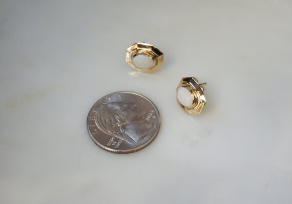 Vintage Opal Earrings / Vintage Estate 14K Gold O… - image 4