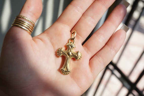 Italian Gold Cross / Vintage Italian Estate 14K G… - image 7