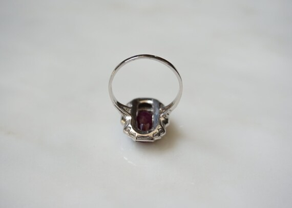 Art Deco Ruby Ring / Antique Estate C1920 18K Whi… - image 5