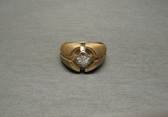 Unisex Vintage Estate C1970 14K Gold 0.35ct Brill… - image 1