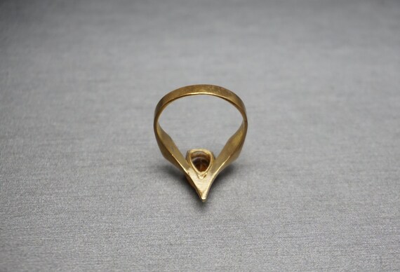 Citrine Wishbone Ring / Vintage Estate C1970 Gold… - image 7