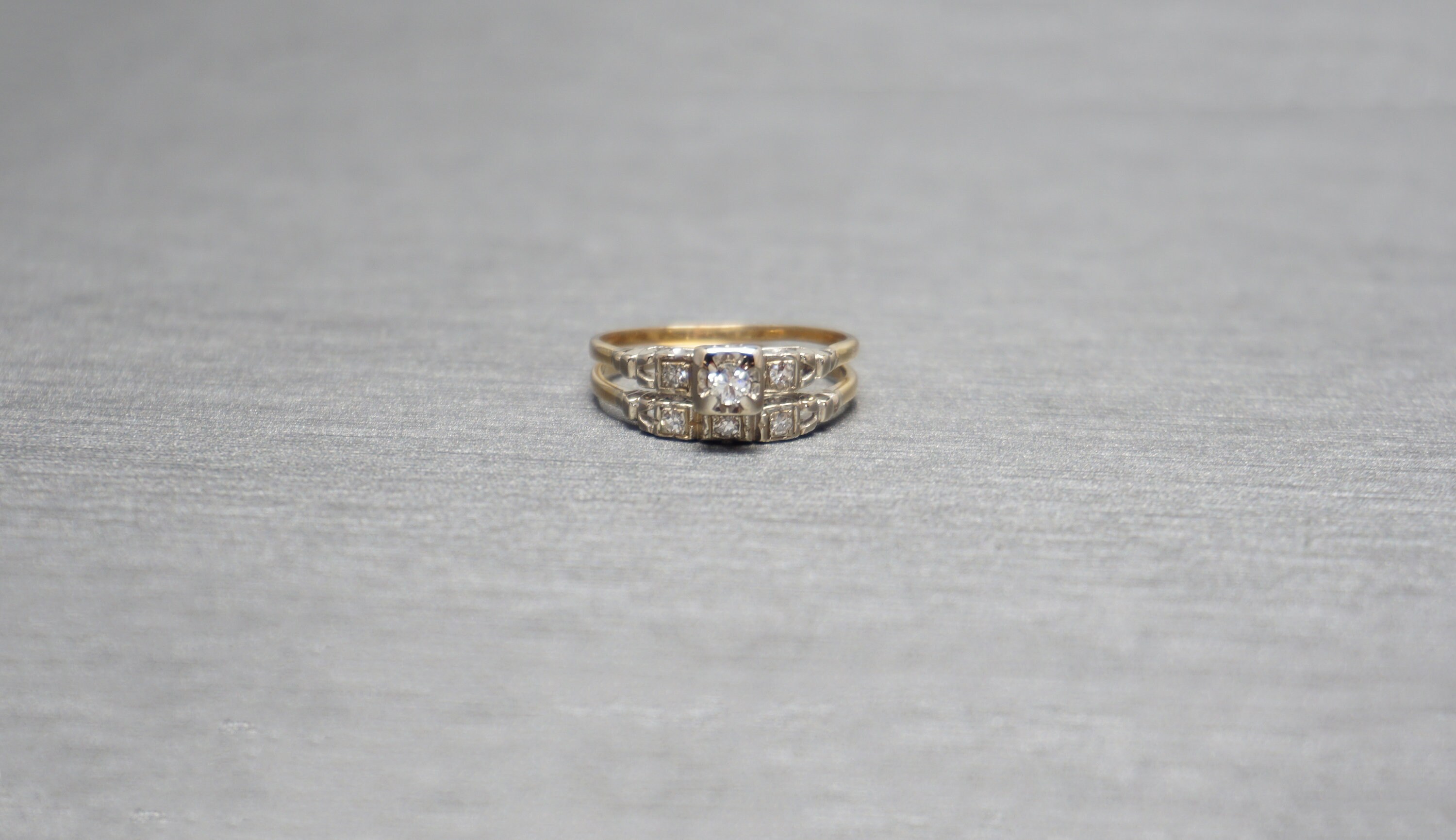 Art Deco Wedding Set / Art Deco Estate C1940 14K Gold 0.22 Art Deco Wedding Set / Art Deco Estate C1940 14K Gold 0.22