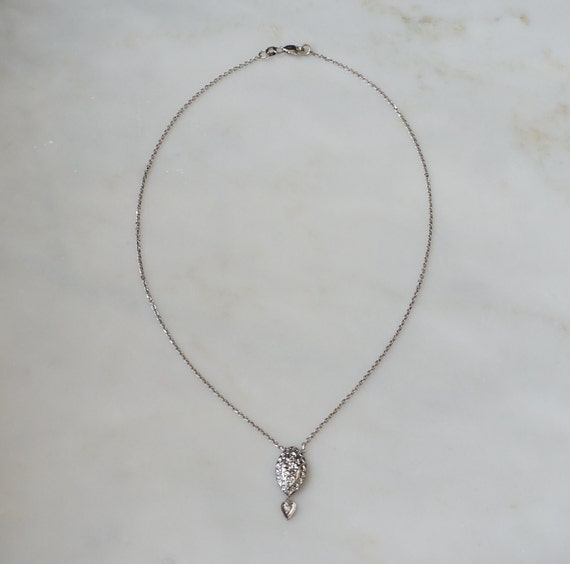 Diamond Shield Necklace / Vintage Mid Century Est… - image 2