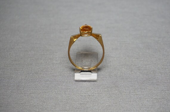 Citrine Wishbone Ring / Vintage Estate C1970 Gold… - image 3
