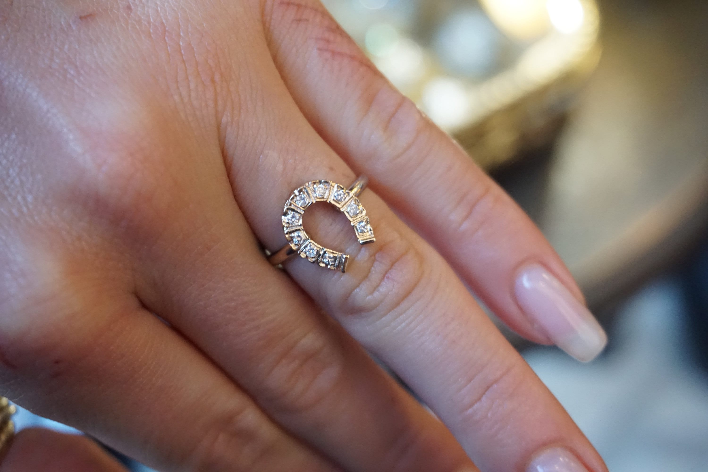 [希少レア] Vintage Horseshoe Maria Ring The Bling Factory Large 18mm 14k Gold Plated Guadalupe