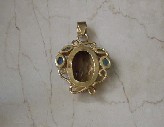 Vintage Estate 925 Gold Vermeil Blue Tourmaline, … - image 4