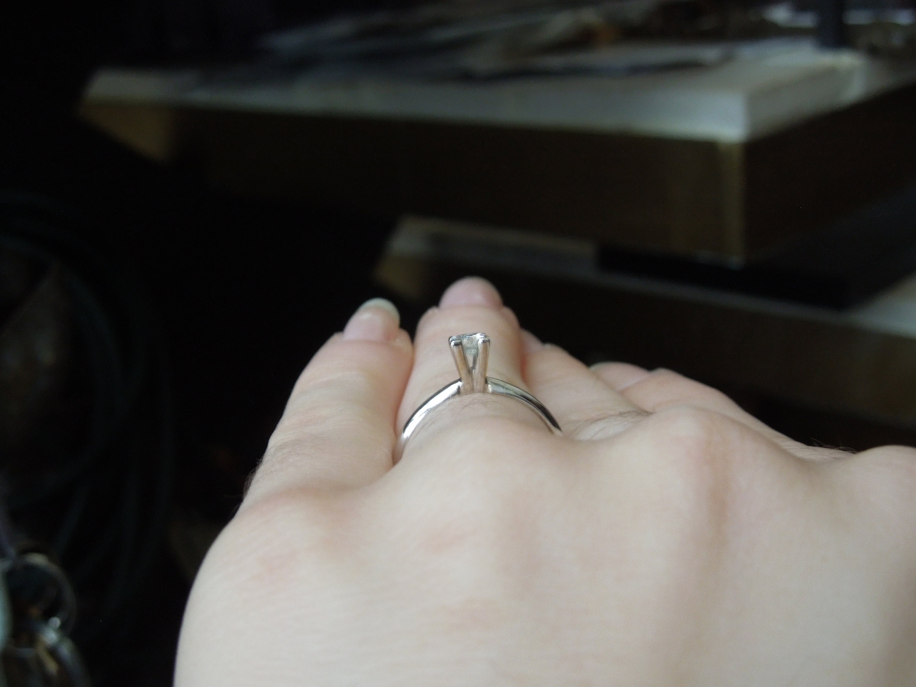 Vintage Estate C1990 14K White Gold 0.30ct Square Princess Vintage Estate C1990 14K White Gold 0.30ct Square Princess