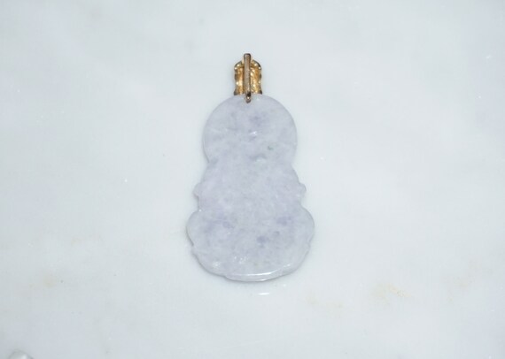 Lavender Jade Pendant / Vintage Estate 10K Gold D… - image 8