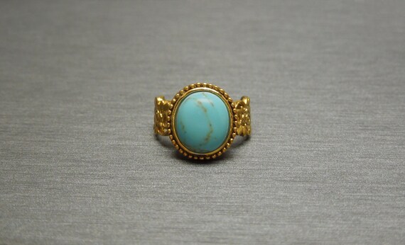 Vintage Turquoise Ring / Vintage Estate 1980s Ste… - image 10