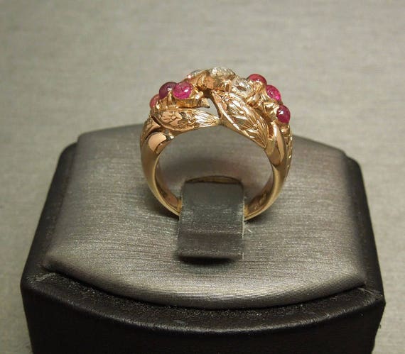 Antique Estate C1900 14K Rose Gold 1.15TCW Rose c… - image 3