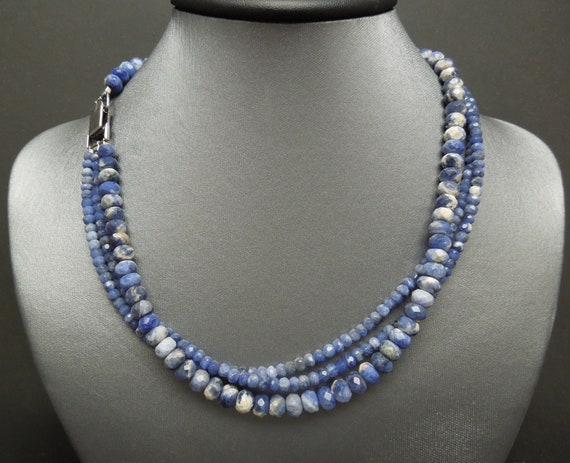 Vintage Estate Natural Sapphire Triple Strand Cro… - image 1