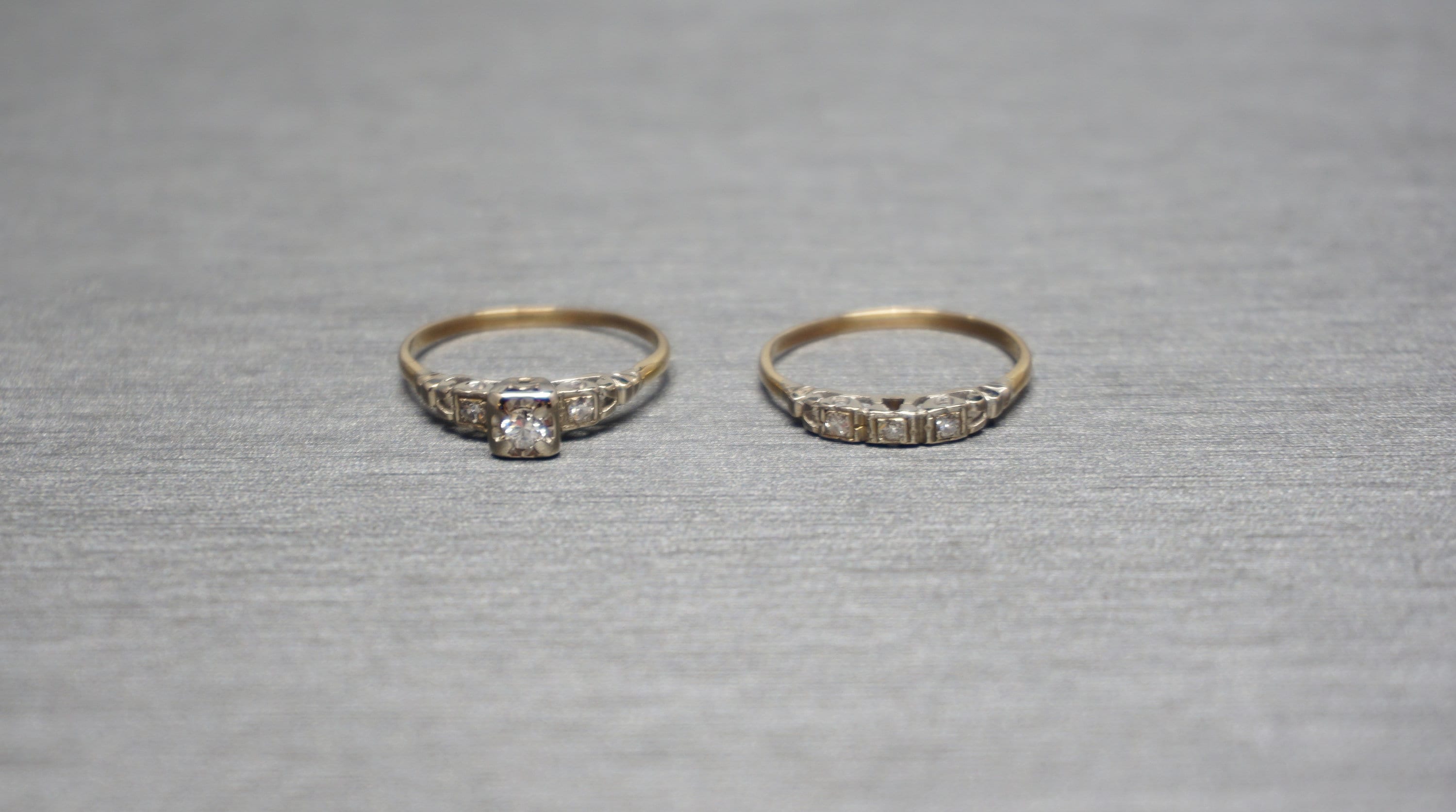 Art Deco Wedding Set / Art Deco Estate C1940 14K Gold 0.22 Art Deco Wedding Set / Art Deco Estate C1940 14K Gold 0.22