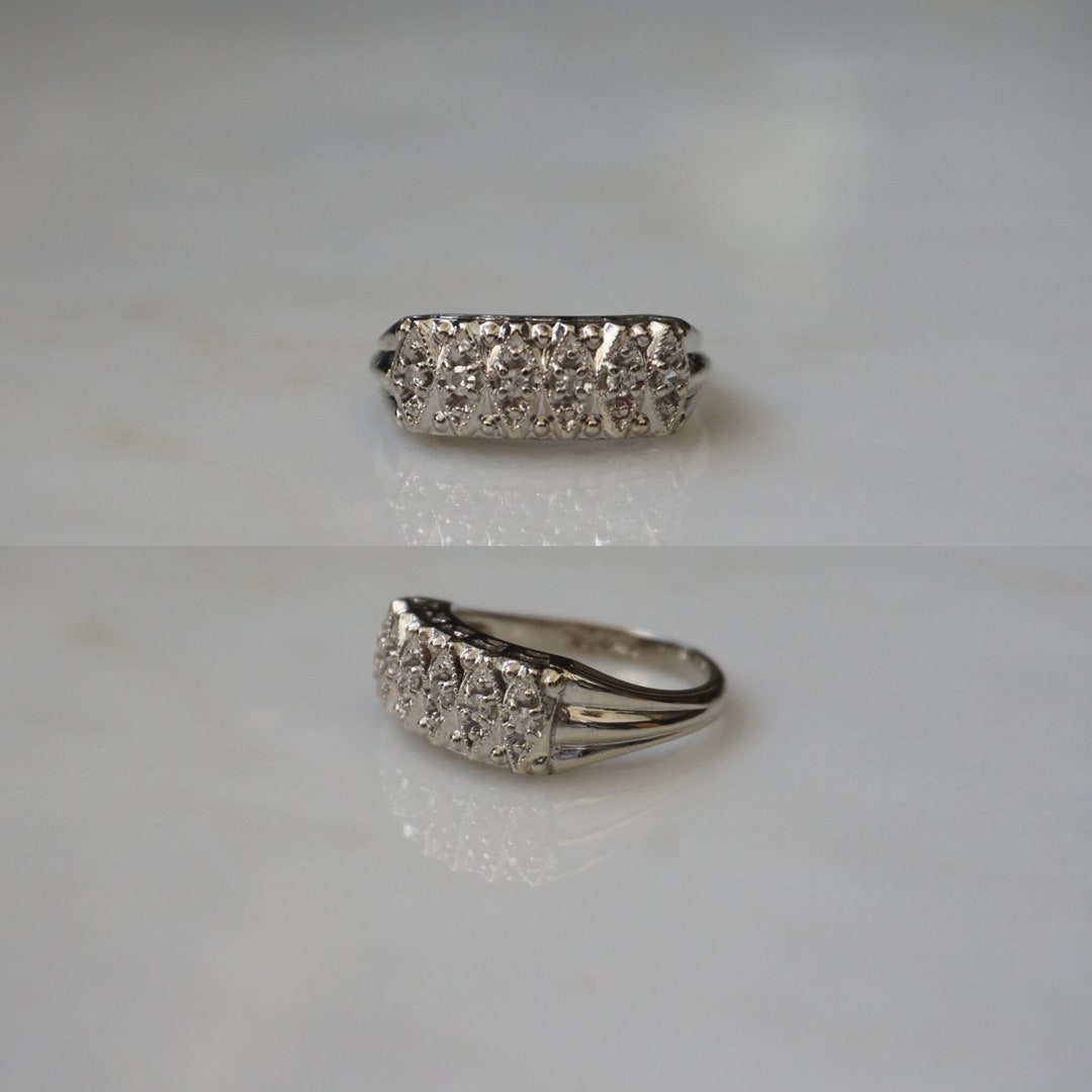 Mid Century Estate C1960 14K White Gold 0.15TCW Diamond
