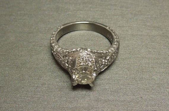 Estate Antique Style Platinum Filigree 1.52TCW Ro… - image 1