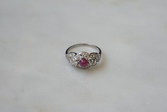 Platinum Ruby Ring / Antique Pre Art Deco Estate … - image 3