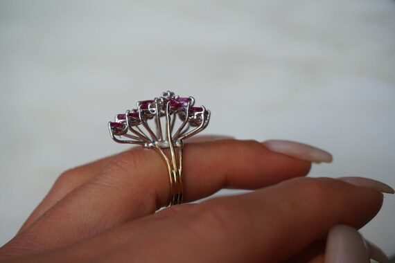Mid-Century Ruby Waterfall Ring / Vintage Estate … - image 2