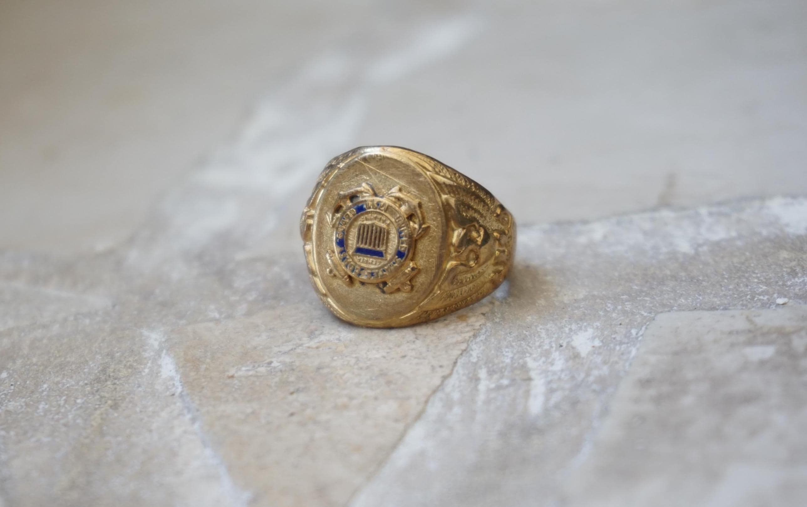 ☆U.S. Coast Guardビンテージ シルバーカレッジリング☆ Handcrafted Ring , in USA , Us Coast Guard Academy RING
