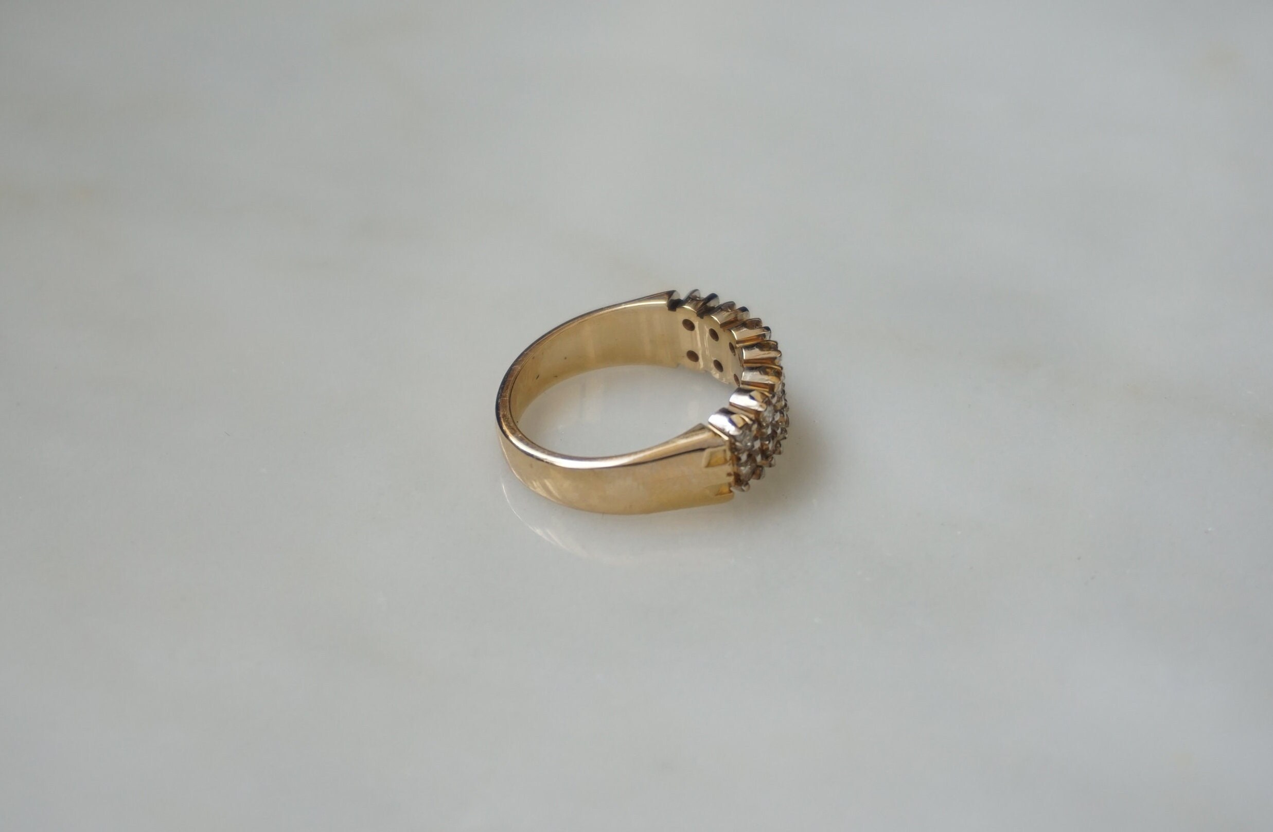 Double Row Diamond Band / Vintage Estate 1980s 14K Gold 0.55