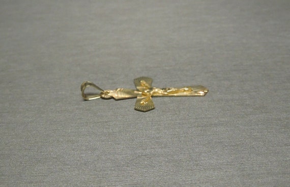 Unisex 14K Gold Detailed Mid Century Style Crucif… - image 2