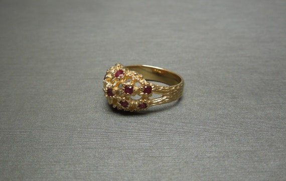 Mid Century Estate C1960 14K Gold Floral 0.55TCW … - image 6