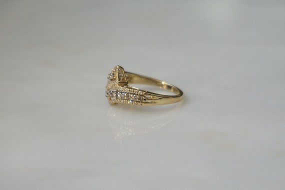 Champagne Diamond Bypass Ring / 10K Gold 0.80TCW … - image 2