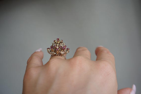Ruby Princess Cathedral Ring / Mid Century Estate… - image 6