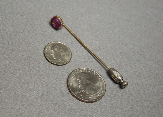 Mat Ruby Pin Antique Ruby Stick Pin / Antique Estate 14K Gold 2 ca… - Gem