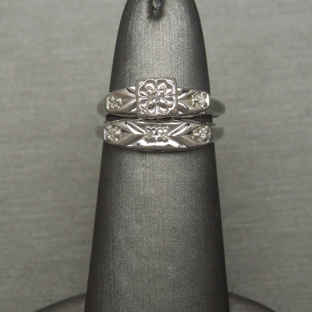 Vintage Estate C1960 14K White Gold 0.17TCW Single Cut